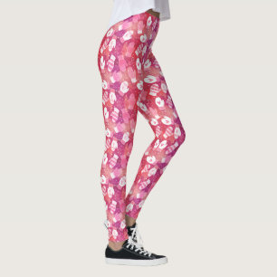 Legging Padrões de natal em rosa