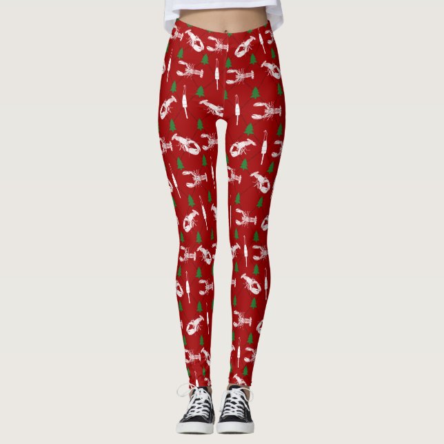 Legging Padrões de Natal para Lagostas e Boias Marítimas (Frente)