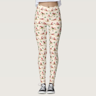 Legging Padrões de Natal sem Costura do Pilates Reformer P