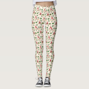 Legging Padrões de Natal sem Costura do Pilates Reformer S