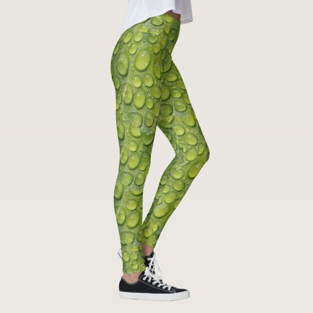 Legging Padrões de Natureza de Folha Verde (Direita)