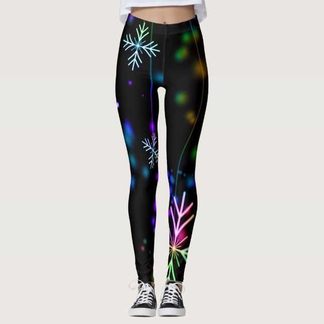 Legging Padrões de neve de neon (Frente)