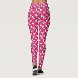 Legging Padrões de Neve no Natal Rosa
