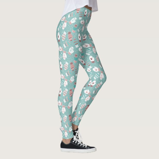Legging Padrões de Noite de Natal Cozy em Mint (Direita)