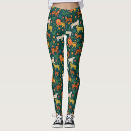 Legging Padrões de Selva Animal com Flores