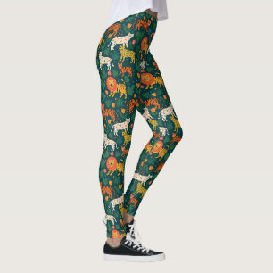 Legging Padrões de Selva Animal com Flores