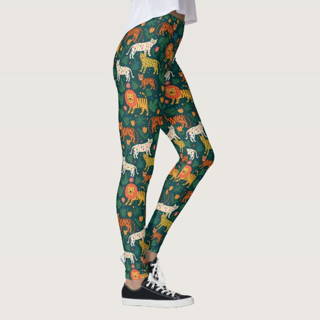 Legging Padrões de Selva Animal com Flores (Direita)