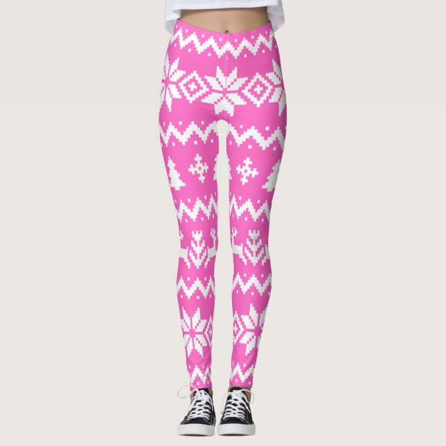 Legging Padrões de suéter feio Pernas de Natal (Frente)