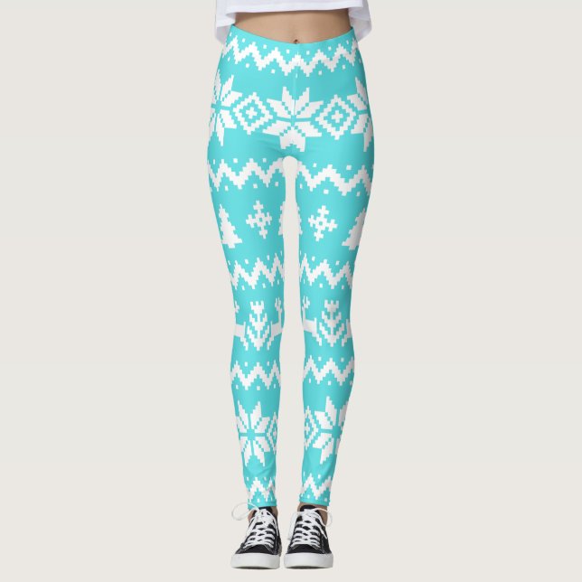 Legging Padrões de suéter feio Pernas de Natal (Frente)