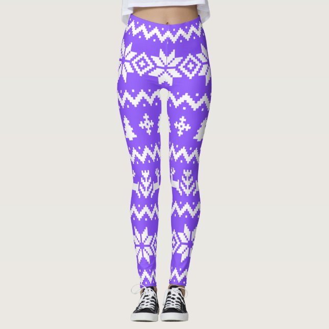 Legging Padrões de suéter feio Pernas de Natal (Frente)