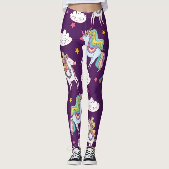 Legging Padrões do Cavalo Mágico Funny Unicorn (Frente)