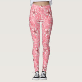 Legging Padrões do Flor de Cereja Rosa