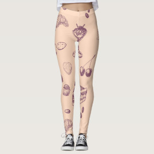 Legging Padrões doces com várias sobremesas.