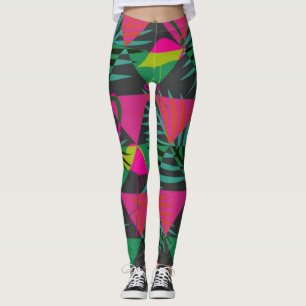 Legging Padrões Flamingo sem costura com ornamento de triâ