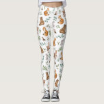 Legging Padrões Florestais de Florestas em Floresta<br><div class="desc">Este design adorável pertence à nossa coleção FABRICANTE FLORESTAL. Apresenta a nossa ilustração de aquarela original,  que descreve animais de floresta branca e elegantes folhas de cor aquosa verde.</div>