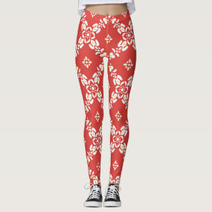 Legging padrões folhas flores