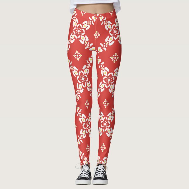 Legging padrões folhas flores (Frente)