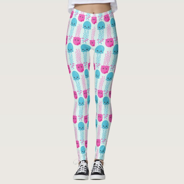 Legging Padrões para águas-vivas, águas-vivas-vivas-doces, (Frente)