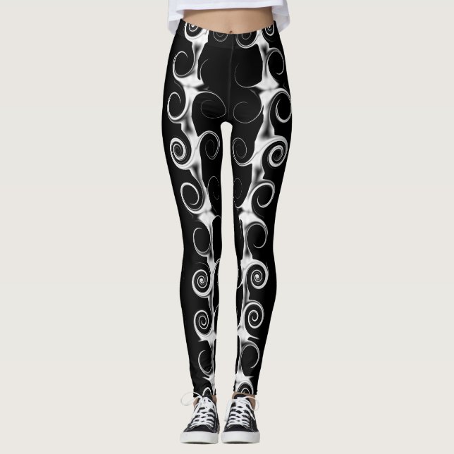Legging Padrões Pretos e Brancos (Frente)