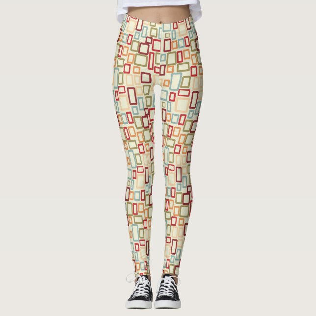 Legging Padrões quadrados multicolores (Frente)