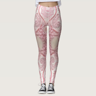Legging Padrões rígidos, rodando, de bonito renda rosa