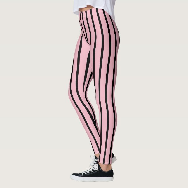 Legging Padrões riscados cor-de-rosa e preto (Esquerda)