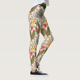 Legging Padrões verdes das flores botânicas elegantes