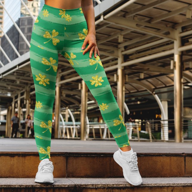 Legging Padrões verdes de stripes com Ouros de proteção Pa (Criador carregado)