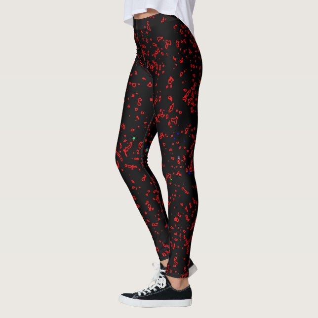 Legging Padrões Vermelho Fractal Moderno Na moda Negro (Esquerda)