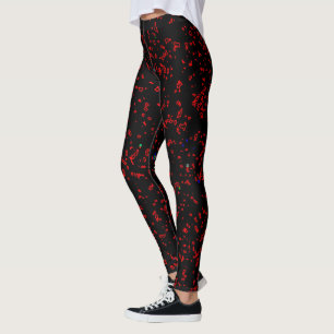Legging Padrões vermelhos modernos de arte frontal Na mod