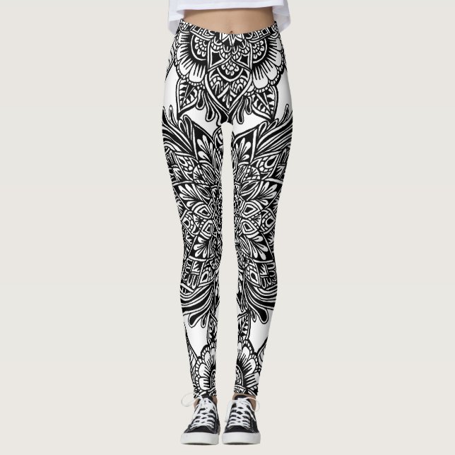 Legging Págiana inteira Freehand B&W (Frente)