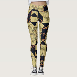 Legging Painel de papel bege e preto