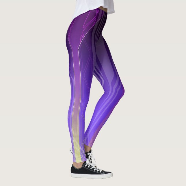 Legging Painel holográfico de SciFi Amarelo e Roxo (Direita)