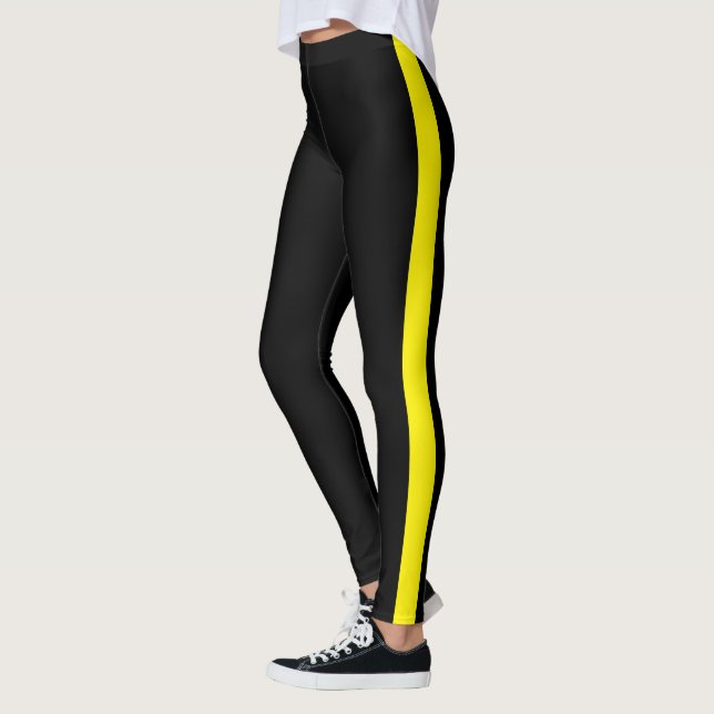 Legging Painel Lateral Amarelo Preto Moderno (Esquerda)