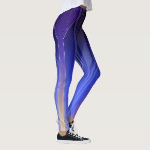 Legging Painel Sci-Fi Azul do Oceano Holográfico