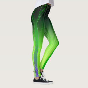 Legging Painel SciFi Holográfico Verde e Negro