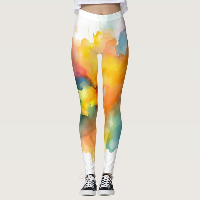 Legging Paint Splatter Green, amarelo (Frente)