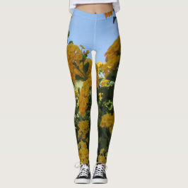 Legging Paisagem Amarela Floral Amarela Bloqueia Flor