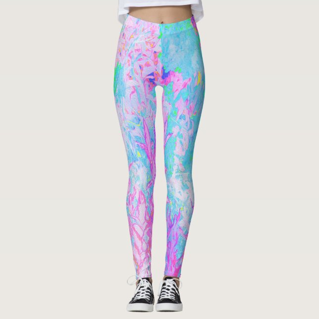 Legging Paisagem Azul Aqua e Rosa Quente (Frente)