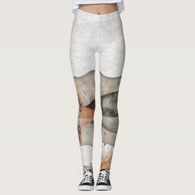 Legging Paisagem Boho Abstrato (3) (Frente)