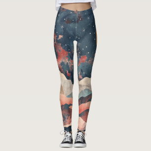 Legging Paisagem Celestial Boho Deserto Índigo Cobre