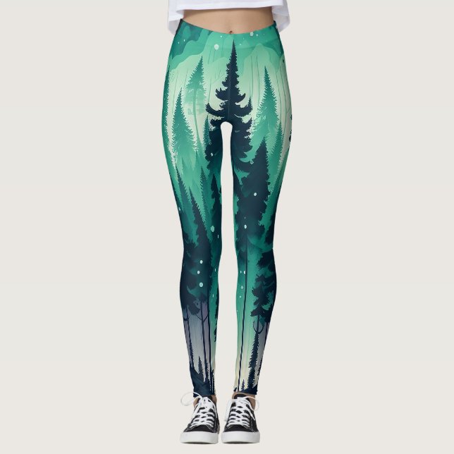 Legging Paisagem da Floresta Pinha (Frente)