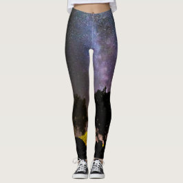 Legging Paisagem de árvores com caminho leitoso