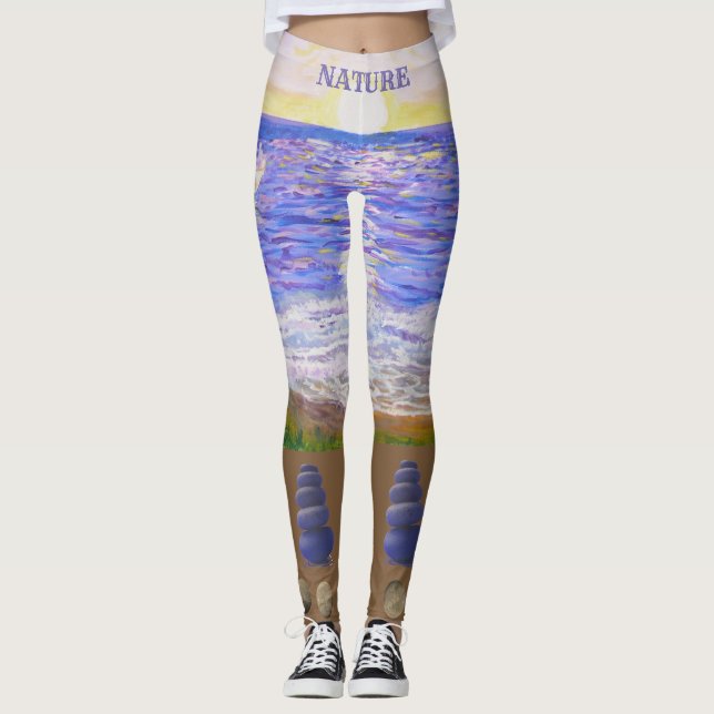 Legging Paisagem de Praia Moderna (Frente)