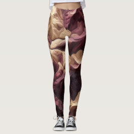 Legging Paisagem de Topografia de Tan Burgundy Abstrato In
