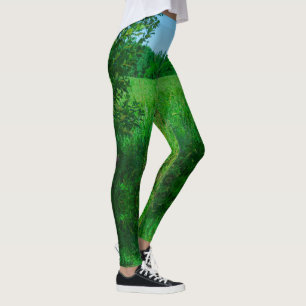 Legging Paisagem do Céu Natural da Floresta Verde
