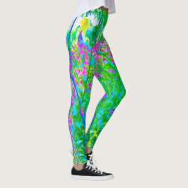 Legging Paisagem do Jardim Impressionista Azul Aqua