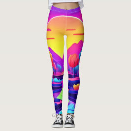Legging Paisagem do Pôr do Sol Neon
