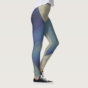 Legging Paisagem Marítima Abstrata Ondas Zig Zag Fragmenta