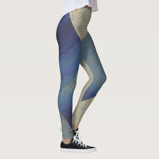Legging Paisagem Marítima Abstrata Ondas Zig Zag Fragmenta (Direita)